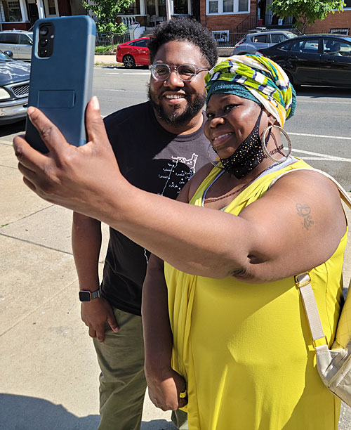 Robeson House volunteer Christopher R. Rogers and Pastor LynnD Adams of the House of Umoja during Porchfest 2022 at the Paul Robeson House & Museum, June 4, 2022.