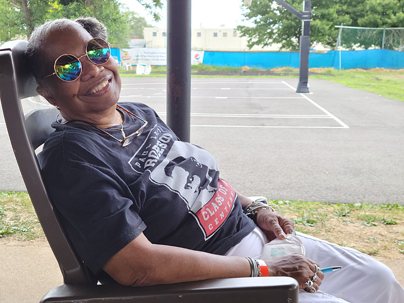 Vernoca L. Michael, former executive director of the West Philadelphia Cultural Allliance/Paul Robeson House &amp; Museum, chills at the book event featuring author Diane McKinney-Whetstone. Photo by Sherry L. Howard.