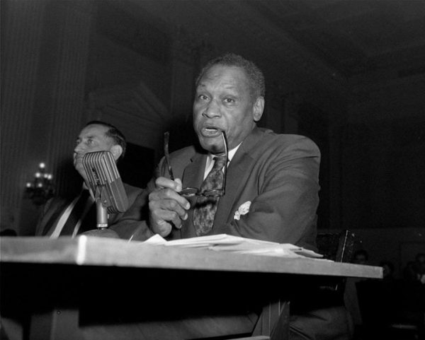 Paul Robeson testifies before the House Un-American Activities Committee in 1956.